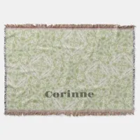 Monogram Name Sage Green Pattern | Throw Blanket