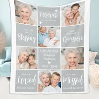 Memorial Photo Collage 6 Personalized Remembrance  Fleece Blanket