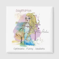 Sagittarius Archer Zodiac Whimsical Girl Mystical Magnet