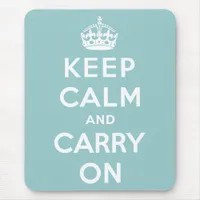 Keep Calm and Carry On on Light Blue Mouse Pad