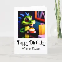 *~* AP88 Cute Baby Dragon Neon Birthday Card