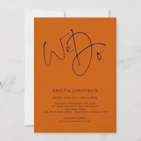 Navy and Burnt Orange Script We Do QR Code Wedding Invitation