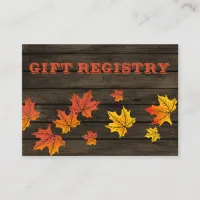 Barnwood Rustic Fall wedding gift registry Enclosure Card