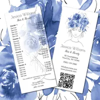 Blue roses cute girl hair beauty price list QR  Rack Card