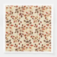 Cozy Autumn Aesthetic Fall Leaves Pattern Paper Dinner Napkins