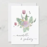 *~* QR MINIMAL RSVP Rose Bud Bouquet AR12 Wedding  Invitation