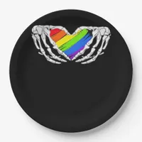 Pride - Pride Skeleton Hands With Heart 2 Classic Paper Plates
