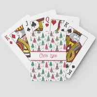 Quirky Whimsical Decorated Christmas Trees Doodles Poker Cards
