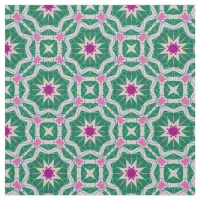 Green White & Pink Moroccan Geometric Pattern Fabric