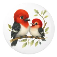 Feisty Red-headed Woodpecker Ceramic Knob
