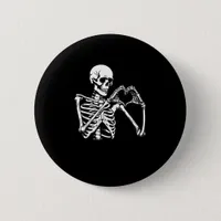 Skeleton Heart Hands Sign Halloween Costume Retro  Button