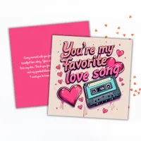 Pink Music Love Song Retro Valentines Day Holiday Card