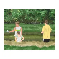 Kids Fishing at the Local Pond Metal Print