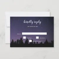 pine trees snowfall winter wedding RSVP card