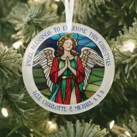 Christmas Angel Red And Green Stained  Glass Ornament