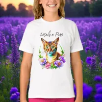 Petals and Purr Cute Cat and Pretty Flowers T-Shirt