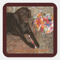 Halloween Dog with Sweet Tooth Square Sticker