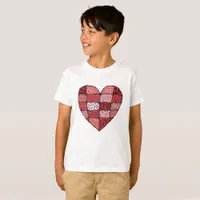 Valentine's Day Doodle Art Patchwork Heart Kids T-Shirt