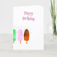 Colorful Ice Cream Popsicle Birthday Greeting Card