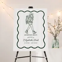 Adventure Awaits Hiking Camp Bachelorette Welcome Foam Board