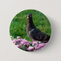 Pigeon and Mums Button