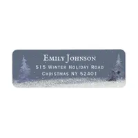 Elegant Winter Woodland Dusty Blue Return Address Label