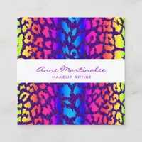 Rainbow Animal Print Square Business Card