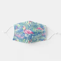 Tropical Pink And Blue Watercolor Flamingo Pattern Adult Cloth Face Mask