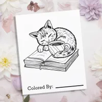 Kitten, Books and Coffee  | Color Me Page