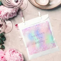 Birthday party pink purple holographic favor bag