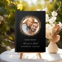 Guest book wedding black rose gold photo budget