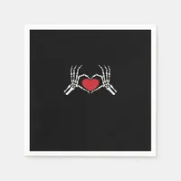 Kids Skeleton Hand Heart Valentines Day Cool Class Napkins