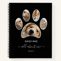 Custom Paw Pet Photo Collage Name Black Journal