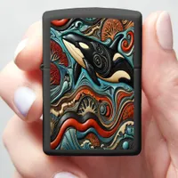 Swirling Ocean: Whales in Focus Zippo Lighter