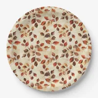 Cozy Autumn Aesthetic Fall Leaves Pattern Paper Plates