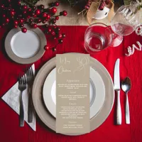 Christmas party beige reindeer dinner menu card