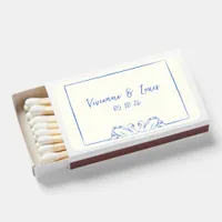 Chic Blue and Ivory Hand Drawn Swan Wedding Matchboxes