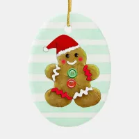 Personalized Gingerbread Man Christmas Ceramic Ornament