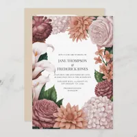 Rosé Clay, Terra Pink & Peony Smoke Floral Wedding Invitation