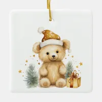 1st Christmas Whimsical Cute Teddy Bear Customized Ceramic Ornament