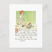 Baby's mama then came and she said: "What a shame! Postcard