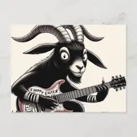 Black Goat Playing Guitar Happy Easter Postcard