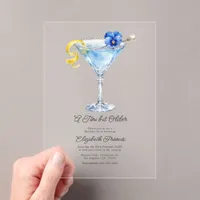 A Tini Bit Older Blue Martini Luxury Birthday Acrylic Invitations