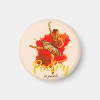Poetry in Pointe – Elegant Ballerina Art for Dance Magnet