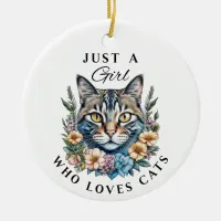 Just a Girl Who Loves Cats Personalized Ceramic Ornament