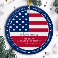 Heroes Live Forever Solider Military Memorial Ceramic Ornament