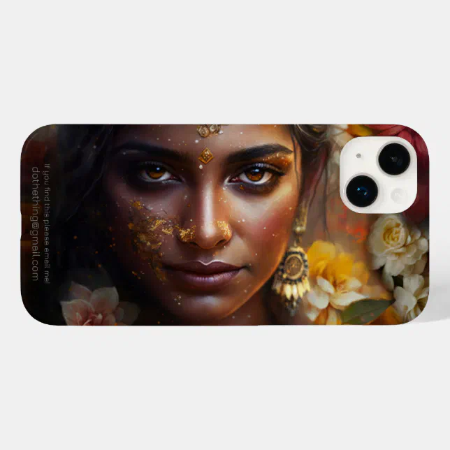 Glittering Indian Bride Face Wall of Flowers Case-Mate iPhone 14 Plus Case