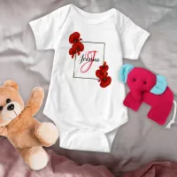 Red Poppies Frame Personalized Baby Bodysuit