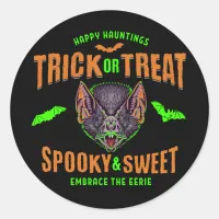 Happy Hauntings | Trick or Treat Halloween Bats Classic Round Sticker