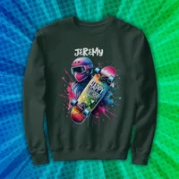 Skateboarding Skater Happy Birthday Monogram Gr  | Sweatshirt